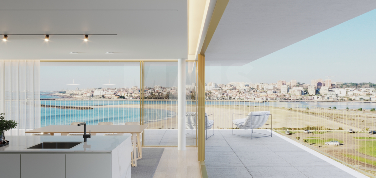 Apartamento T2 de luxo com vistas para o mar.